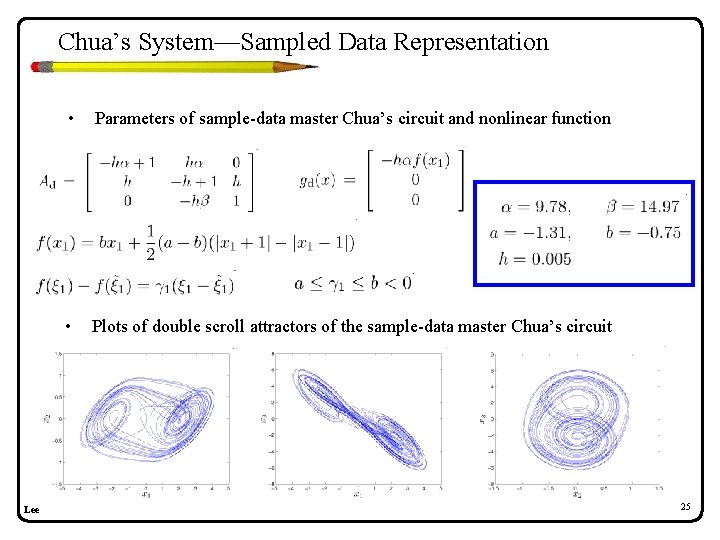 Chua’s System—Sampled Data Representation Lee • Parameters of sample-data master Chua’s circuit and nonlinear Chua’s System—Sampled Data Representation Lee • Parameters of sample-data master Chua’s circuit and nonlinear