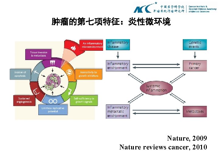 肿瘤的第七项特征：炎性微环境 Nature, 2009 Nature reviews cancer, 2010 