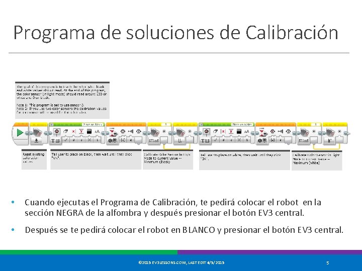 Programa de soluciones de Calibración • Cuando ejecutas el Programa de Calibración, te pedirá