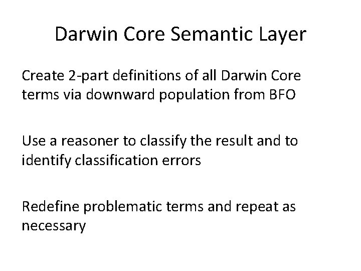 Darwin Core Semantic Layer Create 2 -part definitions of all Darwin Core terms via