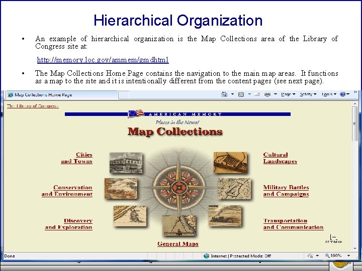 Hierarchical Organization • An example of hierarchical organization is the Map Collections area of