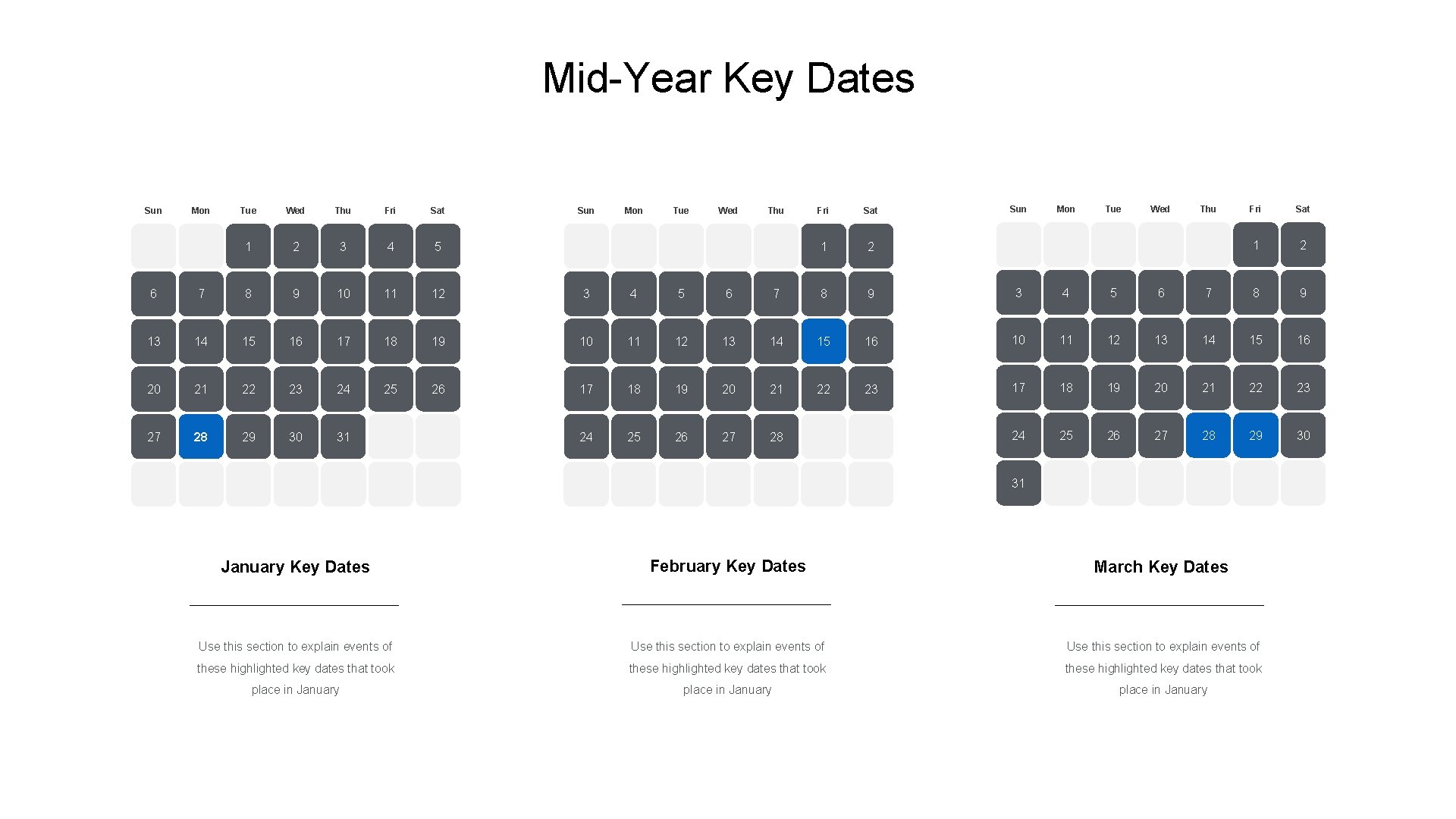 Mid-Year Key Dates Sun Mon Tue Wed Thu Fri Sat 1 2 3 4