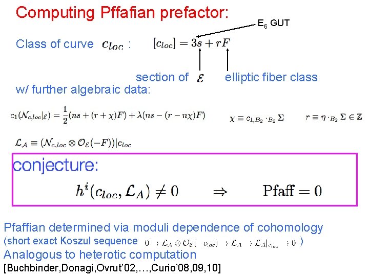 Computing Pffafian prefactor: Class of curve E 6 GUT : section of w/ further