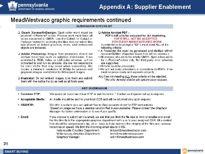 Appendix A: Supplier Enablement Mead. Westvaco graphic requirements continued 31 