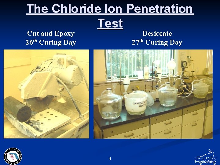 The Chloride Ion Penetration Test Cut and Epoxy 26 th Curing Day Desiccate 27