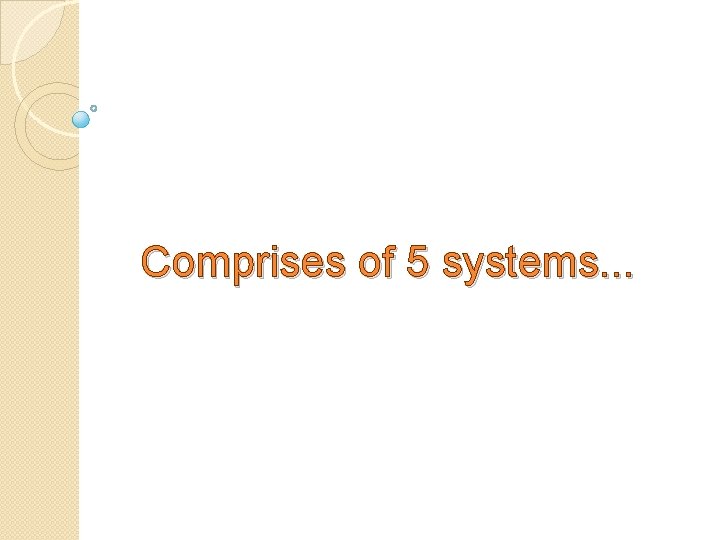 Comprises of 5 systems. . . 