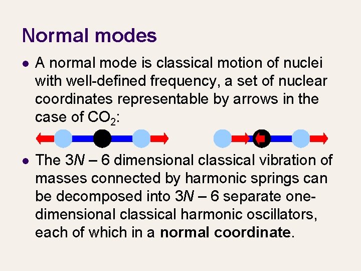 Normal modes l A normal mode is classical motion of nuclei with well-defined frequency,