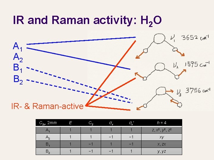 IR and Raman activity: H 2 O A 1 A 2 B 1 B