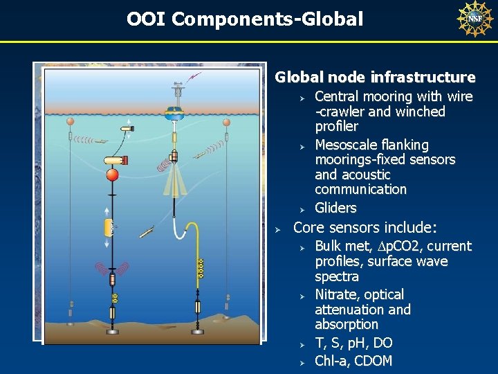 OOI Components-Global node infrastructure Ø Ø Central mooring with wire -crawler and winched profiler