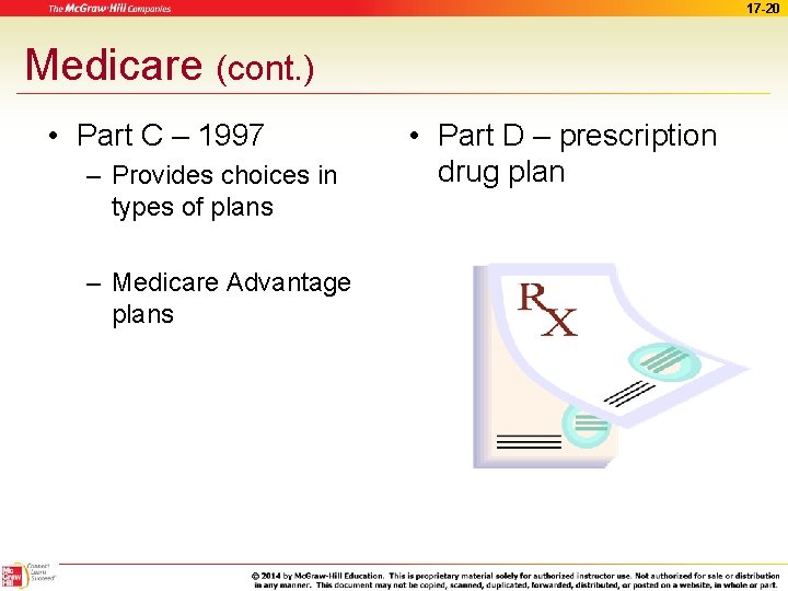 17 -20 Medicare (cont. ) • Part C – 1997 – Provides choices in