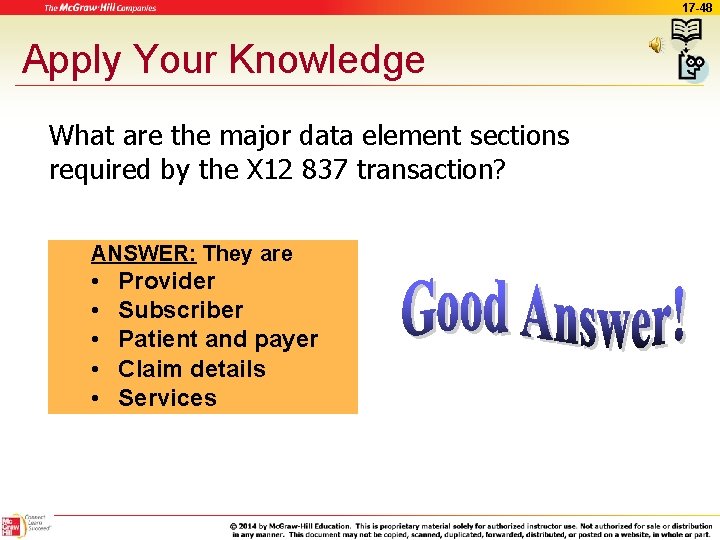 17 -48 Apply Your Knowledge What are the major data element sections required by