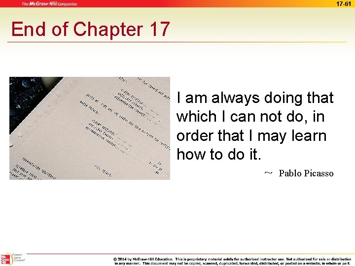 17 -61 End of Chapter 17 I am always doing that which I can