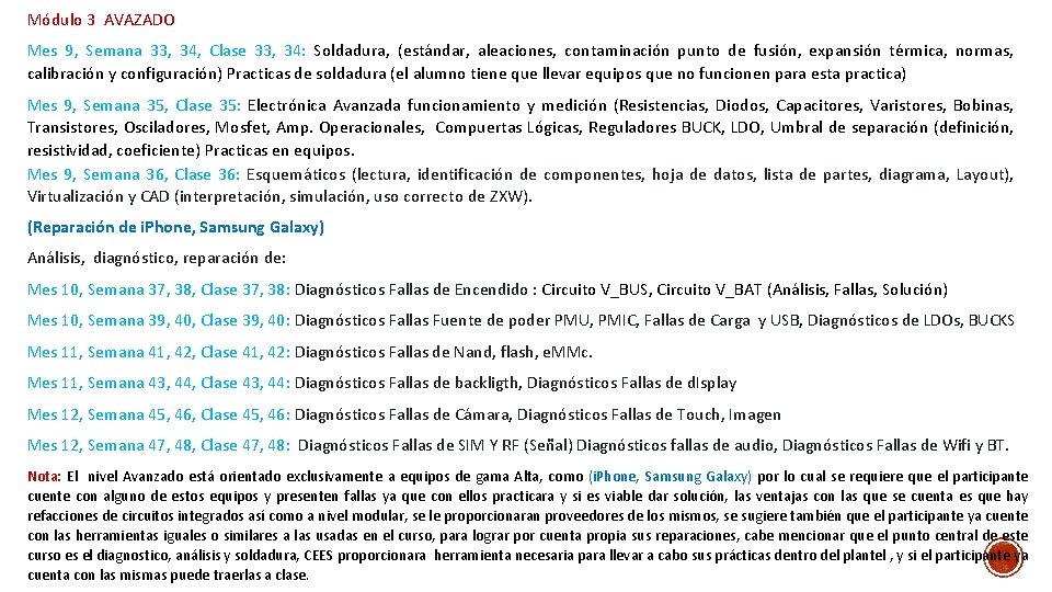 Módulo 3 AVAZADO Mes 9, Semana 33, 34, Clase 33, 34: Soldadura, (estándar, aleaciones,