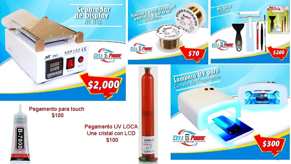 Pegamento para touch $100 Pegamento UV LOCA Une cristal con LCD $100 