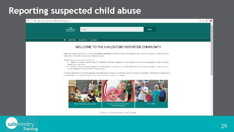 Reporting suspected child abuse 29 