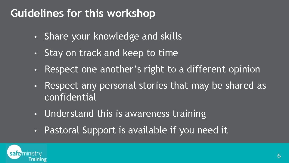 Guidelines for this workshop • Share your knowledge and skills • Stay on track