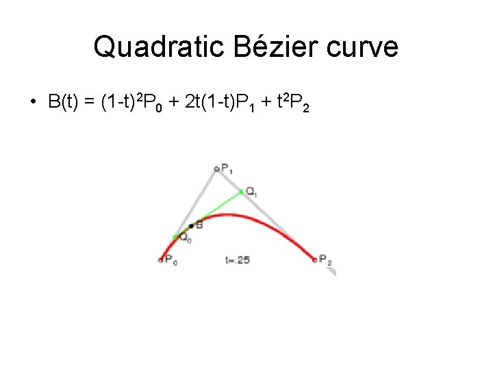 Quadratic Bézier curve • B(t) = (1 -t)2 P 0 + 2 t(1 -t)P