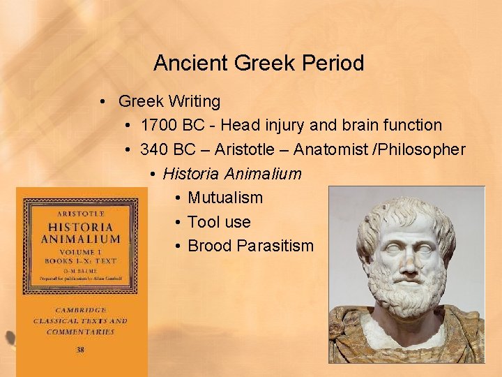 Ancient Greek Period • Greek Writing • 1700 BC - Head injury and brain Ancient Greek Period • Greek Writing • 1700 BC - Head injury and brain