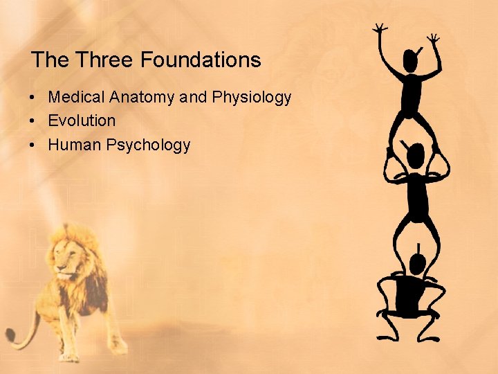 The Three Foundations • Medical Anatomy and Physiology • Evolution • Human Psychology The Three Foundations • Medical Anatomy and Physiology • Evolution • Human Psychology