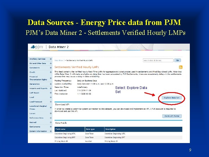 Data Sources - Energy Price data from PJM’s Data Miner 2 - Settlements Verified