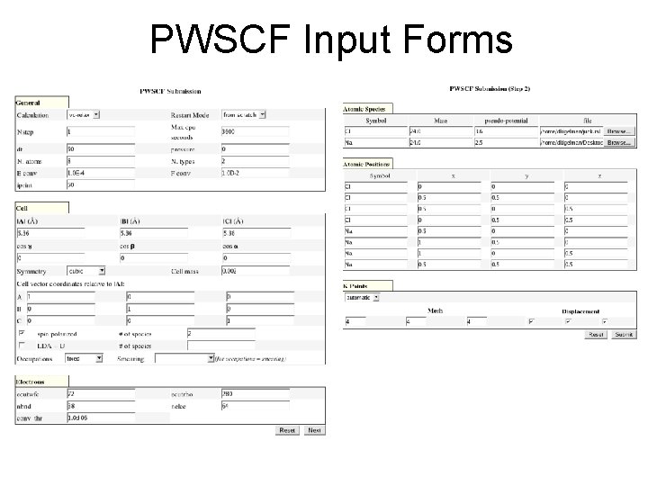 PWSCF Input Forms 