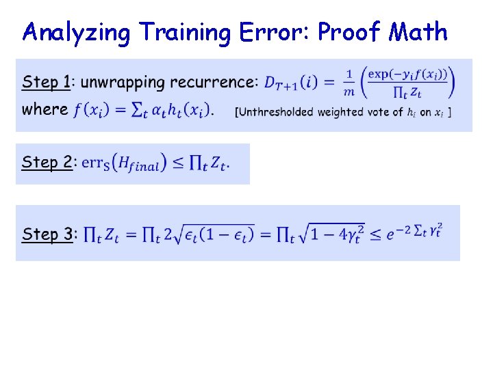 Analyzing Training Error: Proof Math 