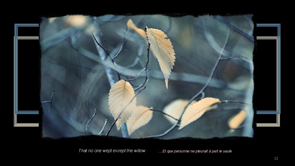 That no one wept except the willow …. Et que personne ne pleurait à