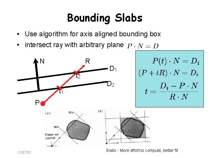 Bounding Slabs • Use algorithm for axis aligned bounding box • intersect ray with