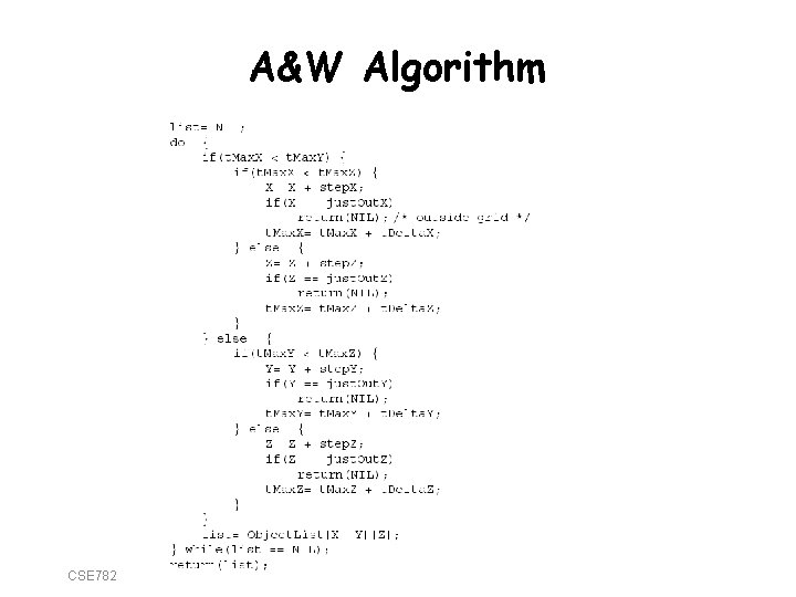 A&W Algorithm CSE 782 