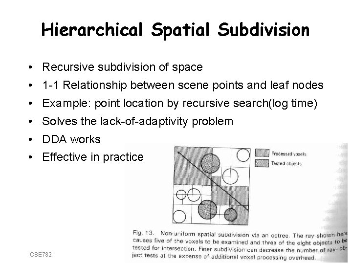 Hierarchical Spatial Subdivision • Recursive subdivision of space • 1 -1 Relationship between scene