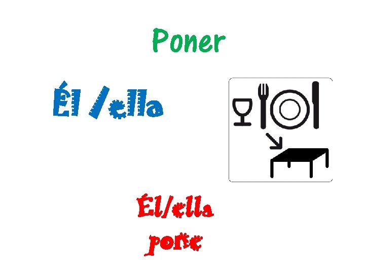 Poner Él /ella Él/ella pone 