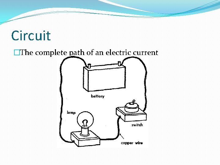 Circuit �The complete path of an electric current 