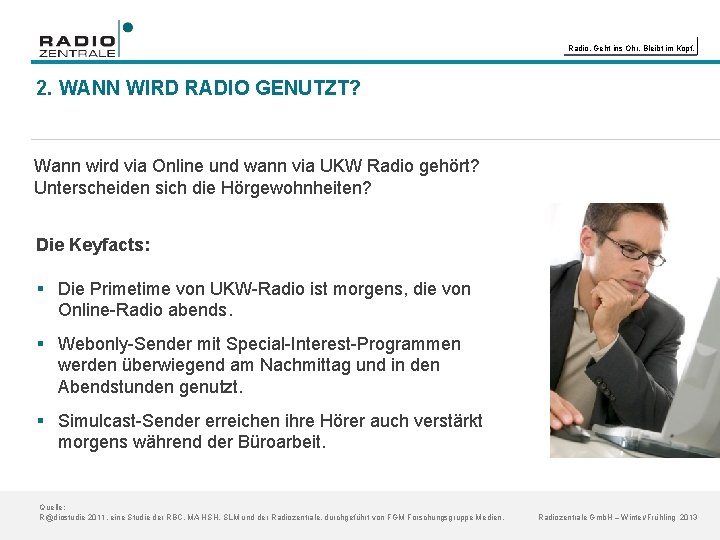 Radio. Geht ins Ohr. Bleibt im Kopf. 2. WANN WIRD RADIO GENUTZT? Wann wird