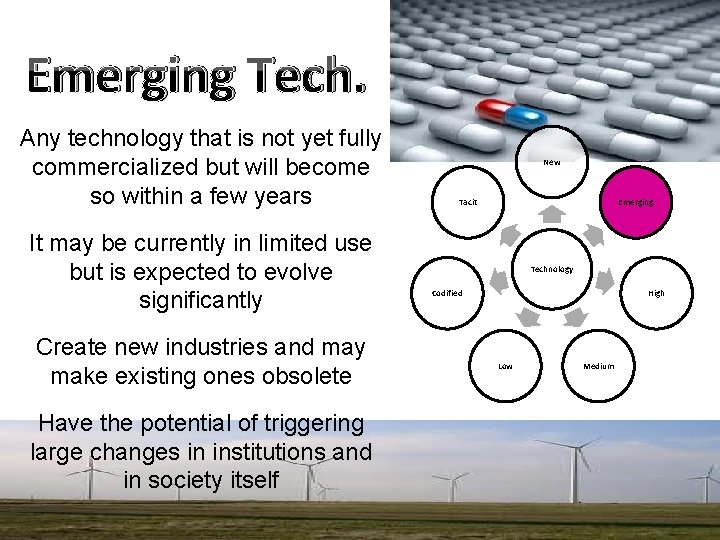 Emerging Tech. Any technology that is not yet fully commercialized but will become so