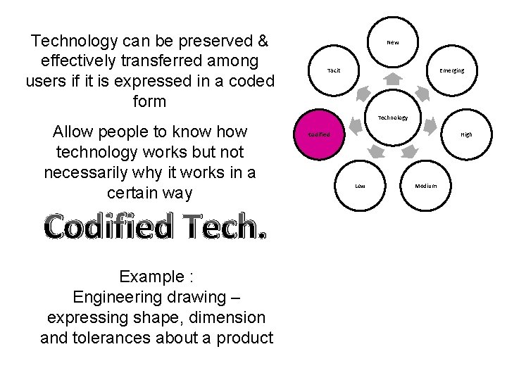 Technology can be preserved & effectively transferred among users if it is expressed in