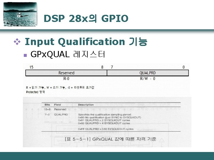 DSP 28 x의 GPIO v Input Qualification 기능 n GPx. QUAL 레지스터 