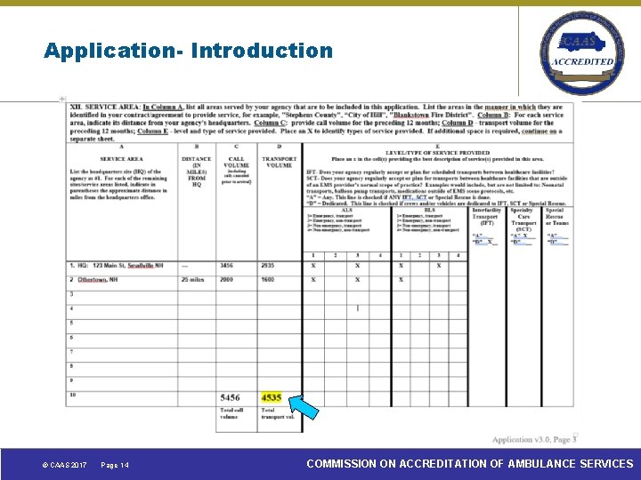 Application- Introduction © CAAS 2017 Page 14 COMMISSION ON ACCREDITATION OF AMBULANCE SERVICES 