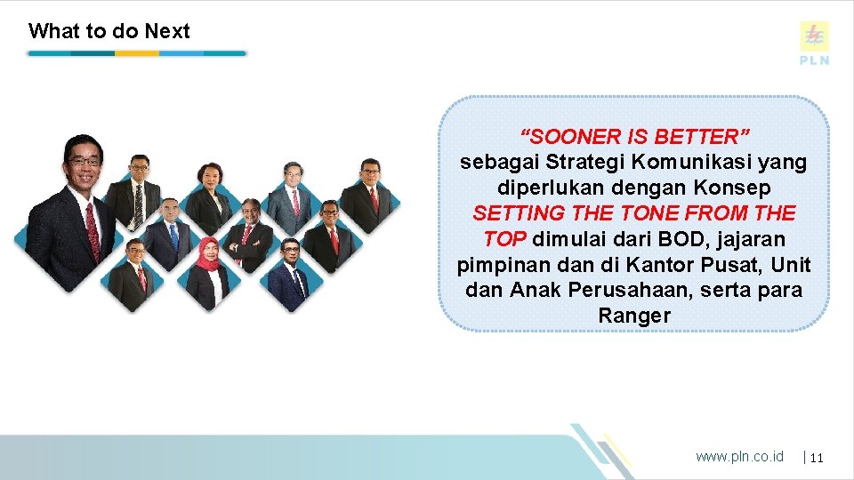 What to do Next “SOONER IS BETTER” sebagai Strategi Komunikasi yang diperlukan dengan Konsep