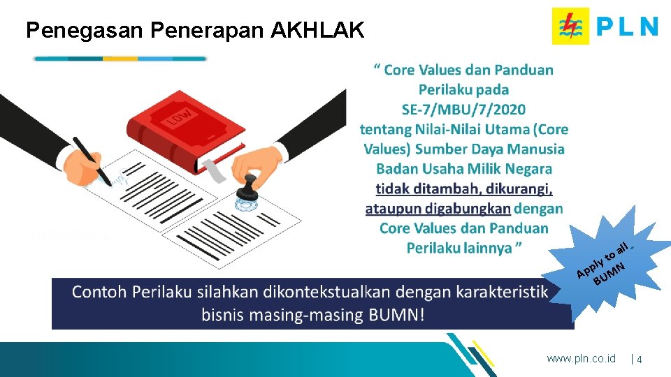 Penegasan Penerapan AKHLAK all o t y l p N Ap UM B www.