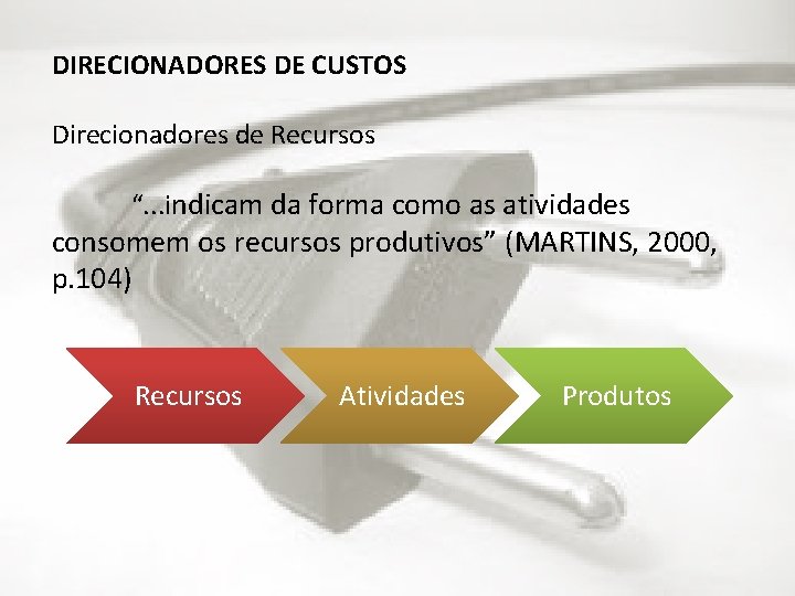 DIRECIONADORES DE CUSTOS Direcionadores de Recursos “. . . indicam da forma como as