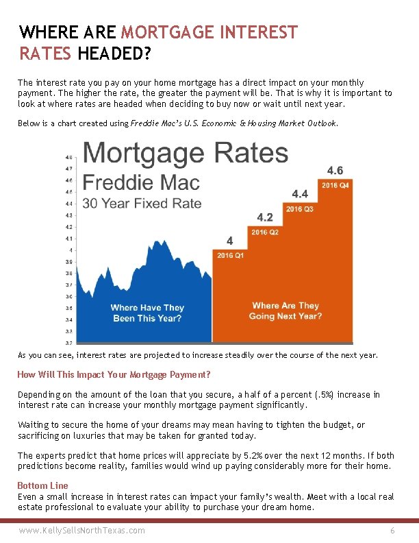 WHERE ARE MORTGAGE INTEREST RATES HEADED? The interest rate you pay on your home