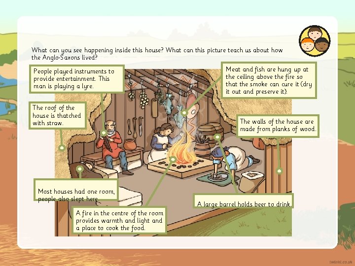 What can you see happening inside this house? What can this picture teach us