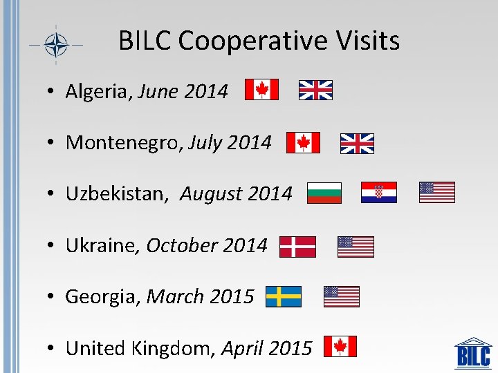 BILC Cooperative Visits • Algeria, June 2014 • Montenegro, July 2014 • Uzbekistan, August