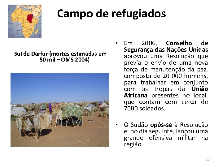Campo de refugiados Sul de Darfur (mortes estimadas em 50 mil – OMS 2004)