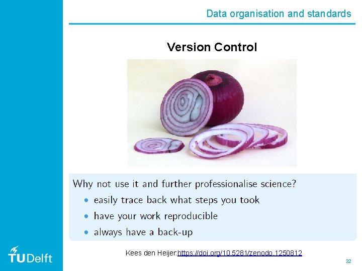 Data organisation and standards Version Control Kees den Heijer: https: //doi. org/10. 5281/zenodo. 1250812