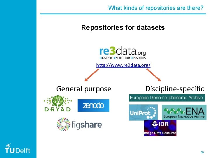 What kinds of repositories are there? Repositories for datasets http: //www. re 3 data.