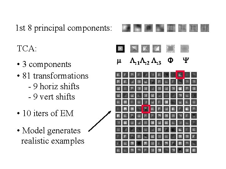 1 st 8 principal components: TCA: • 3 components • 81 transformations - 9