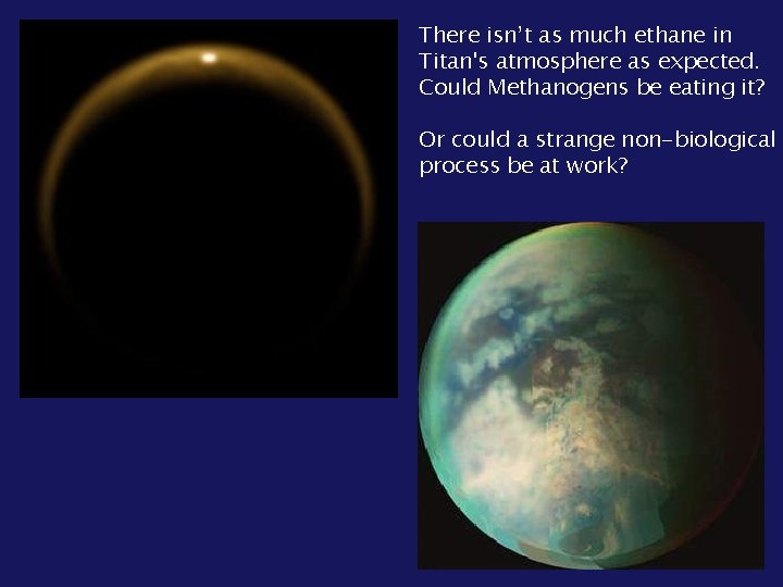There isn’t as much ethane in Titan's atmosphere as expected. Could Methanogens be eating