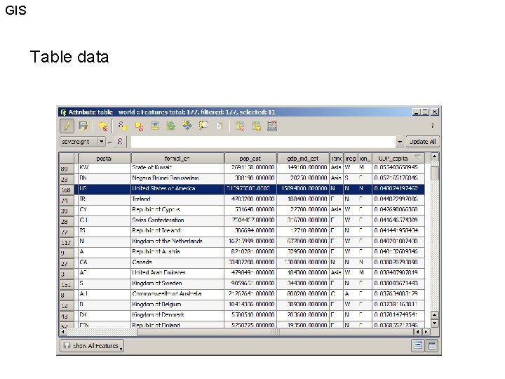 GIS Table data 