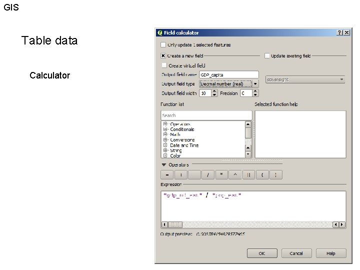 GIS Table data Calculator 